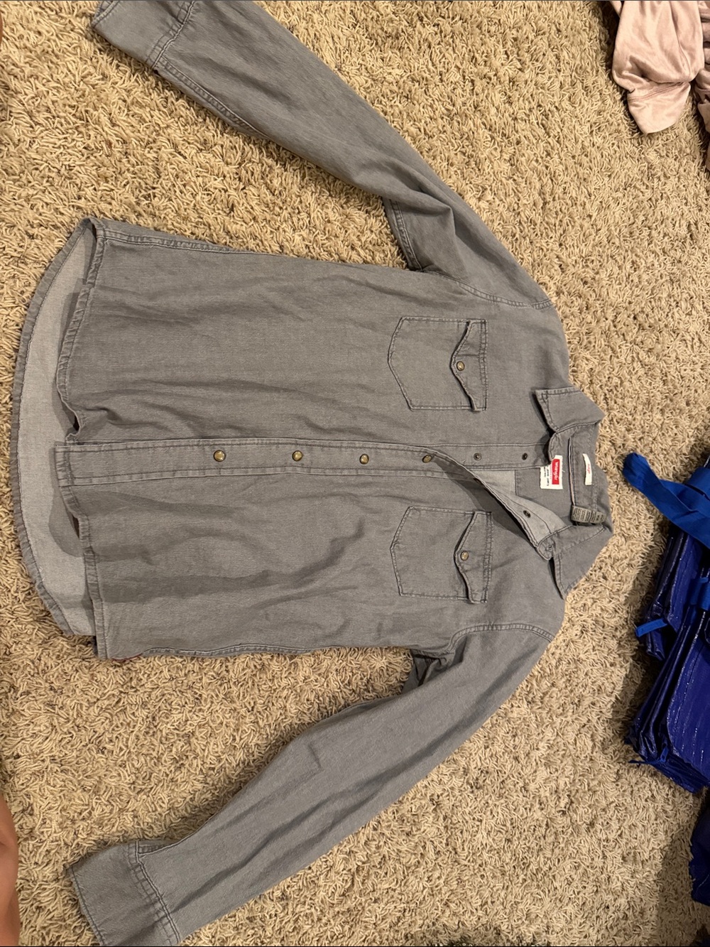 Wrangler Gray Button-Down Casual Work Shirt